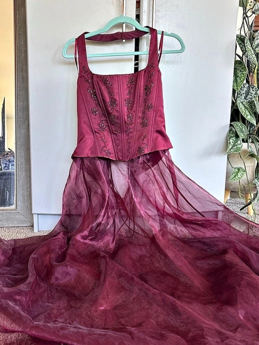 Vintage Michaeleangelo Maxi Dress in Burgundy Size 8 L